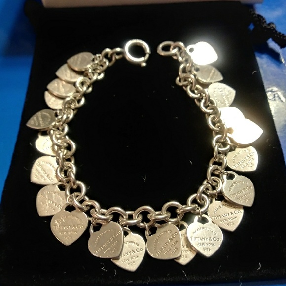 Tiffany Co Multi Heart Charm Bracelet 